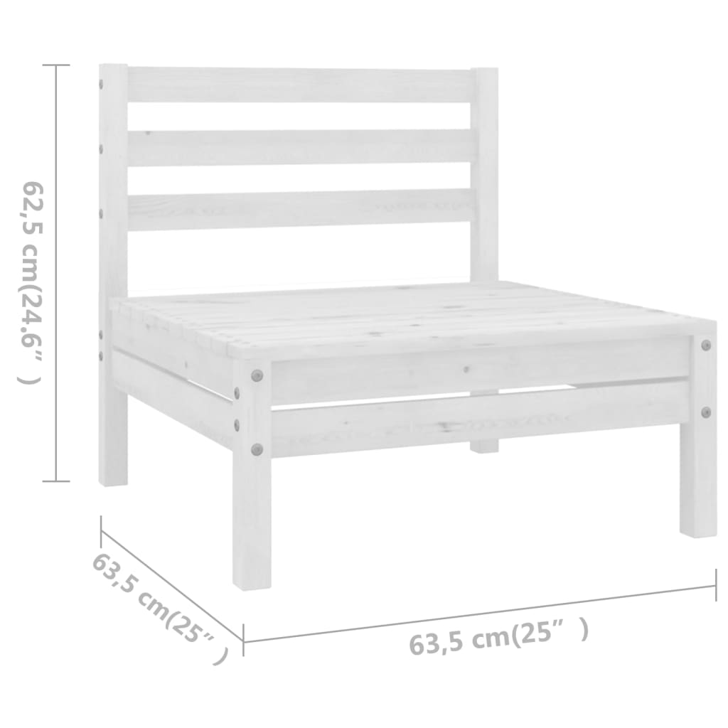 Salon de jardin 8 pcs Bois de pin massif Blanc
