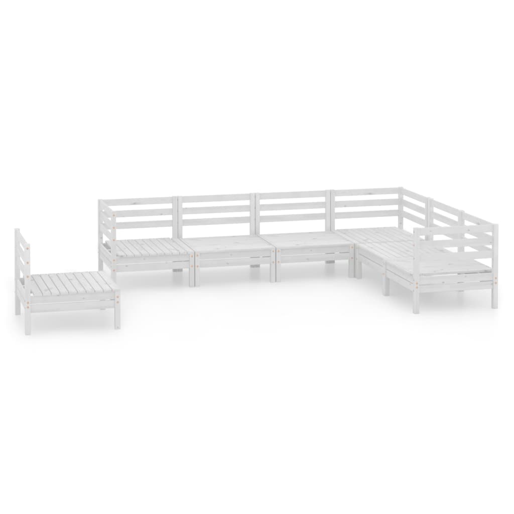 Salon de jardin 7 pcs Bois de pin massif Blanc