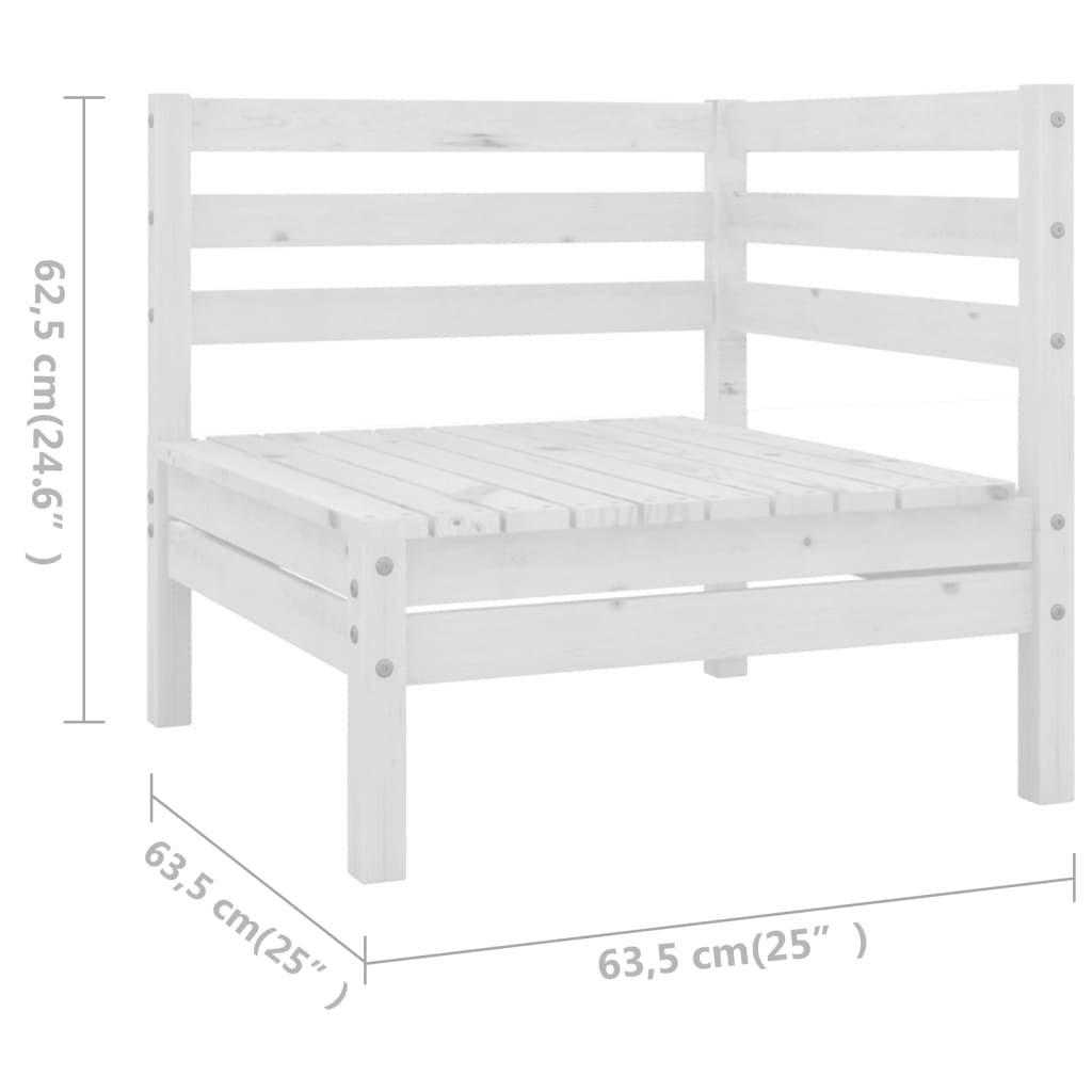 Salon de jardin 8 pcs Bois de pin massif Blanc