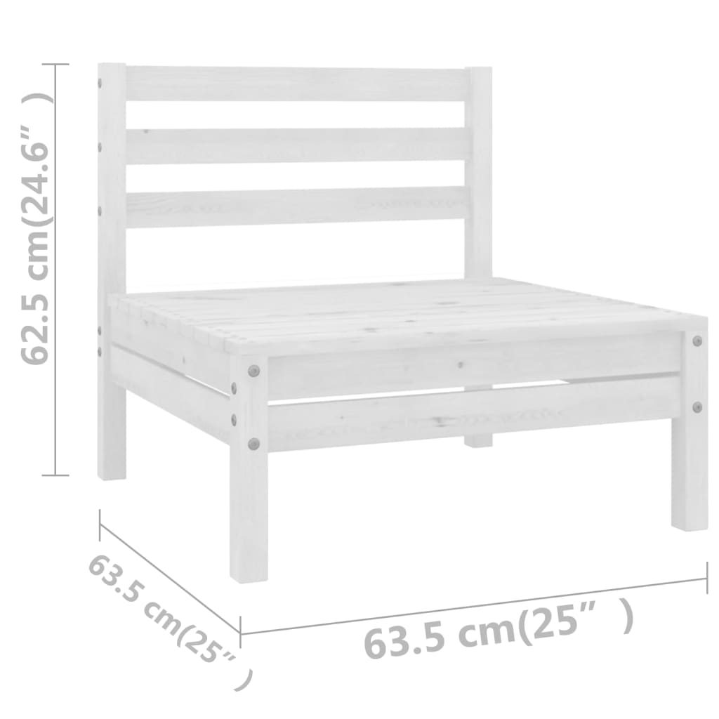 Salon de jardin 12 pcs Bois de pin massif Blanc