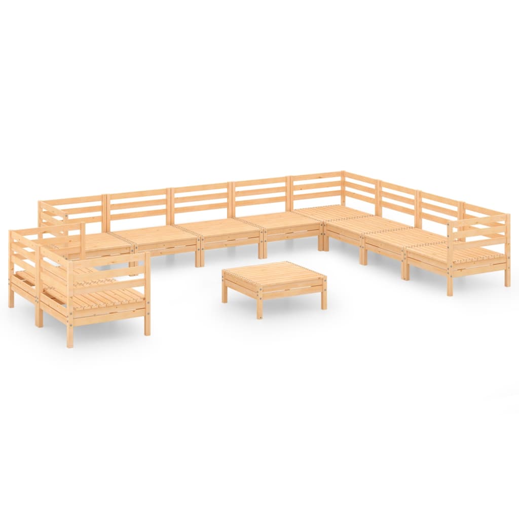 Salon de jardin 11 pcs Bois de pin massif