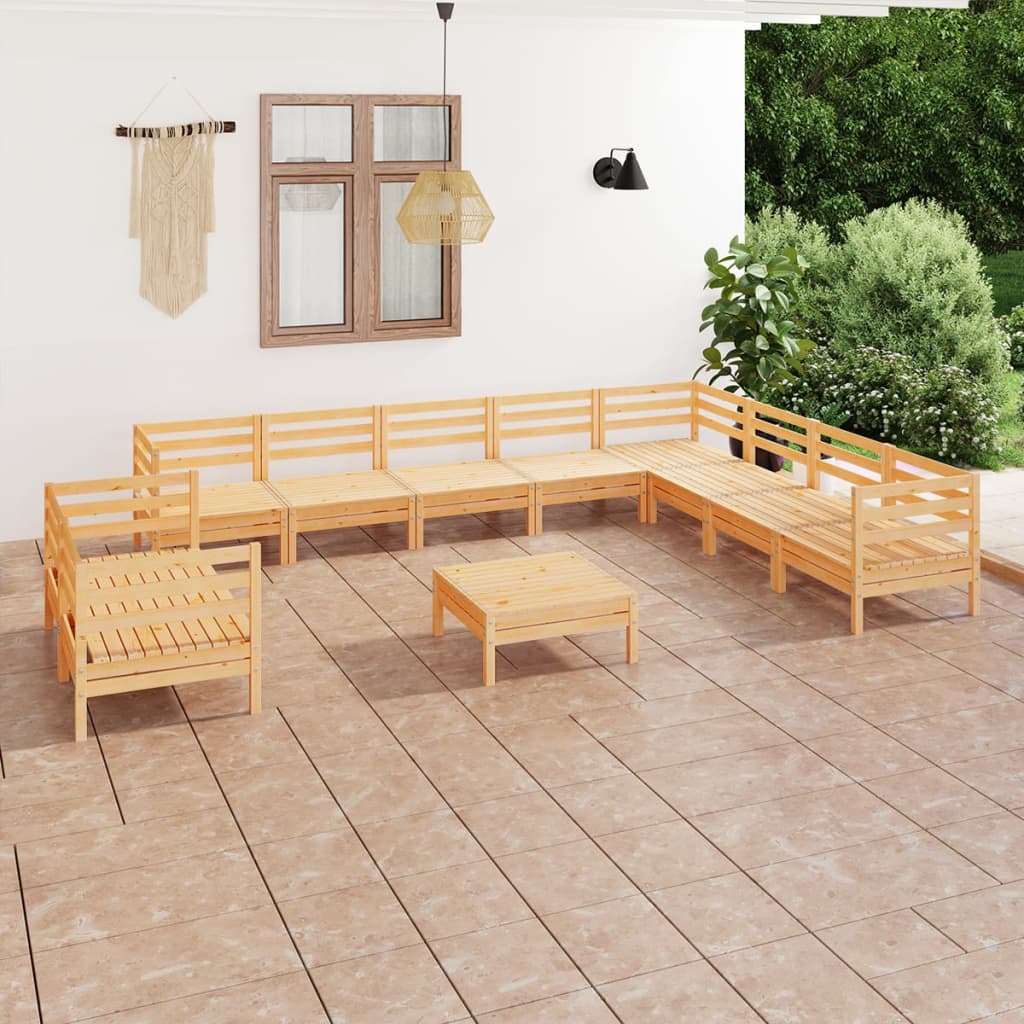 Salon de jardin 11 pcs Bois de pin massif