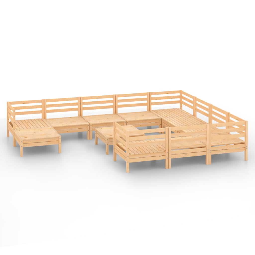 Salon de jardin 12 pcs Bois de pin massif
