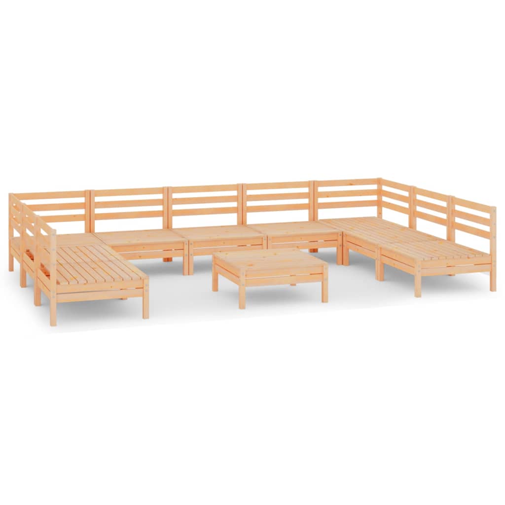 Salon de jardin 10 pcs Bois de pin massif