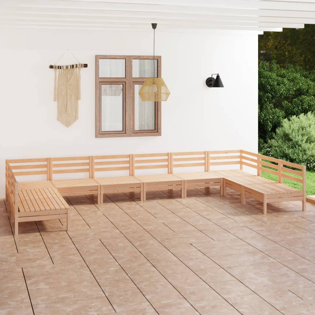 Salon de jardin 10 pcs Bois de pin massif