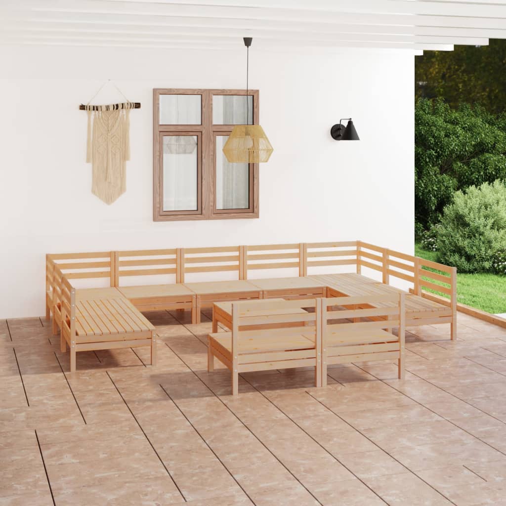 Salon de jardin 12 pcs Bois de pin massif