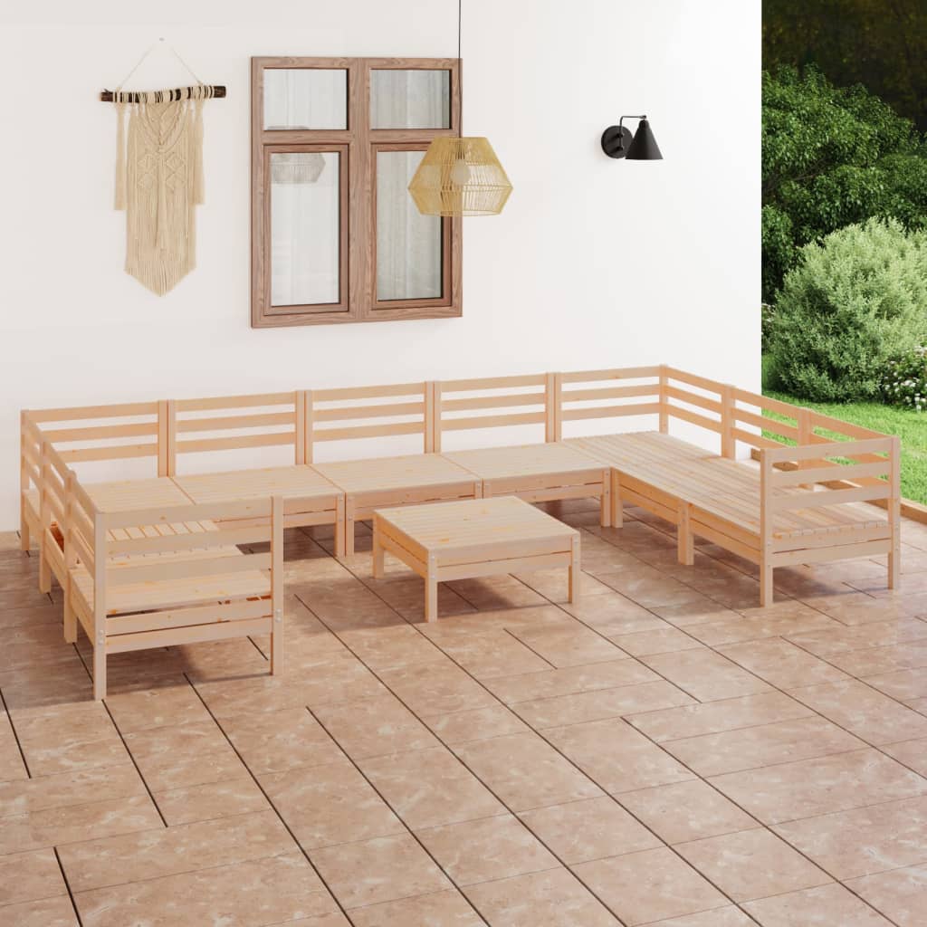 Salon de jardin 10 pcs Bois de pin massif