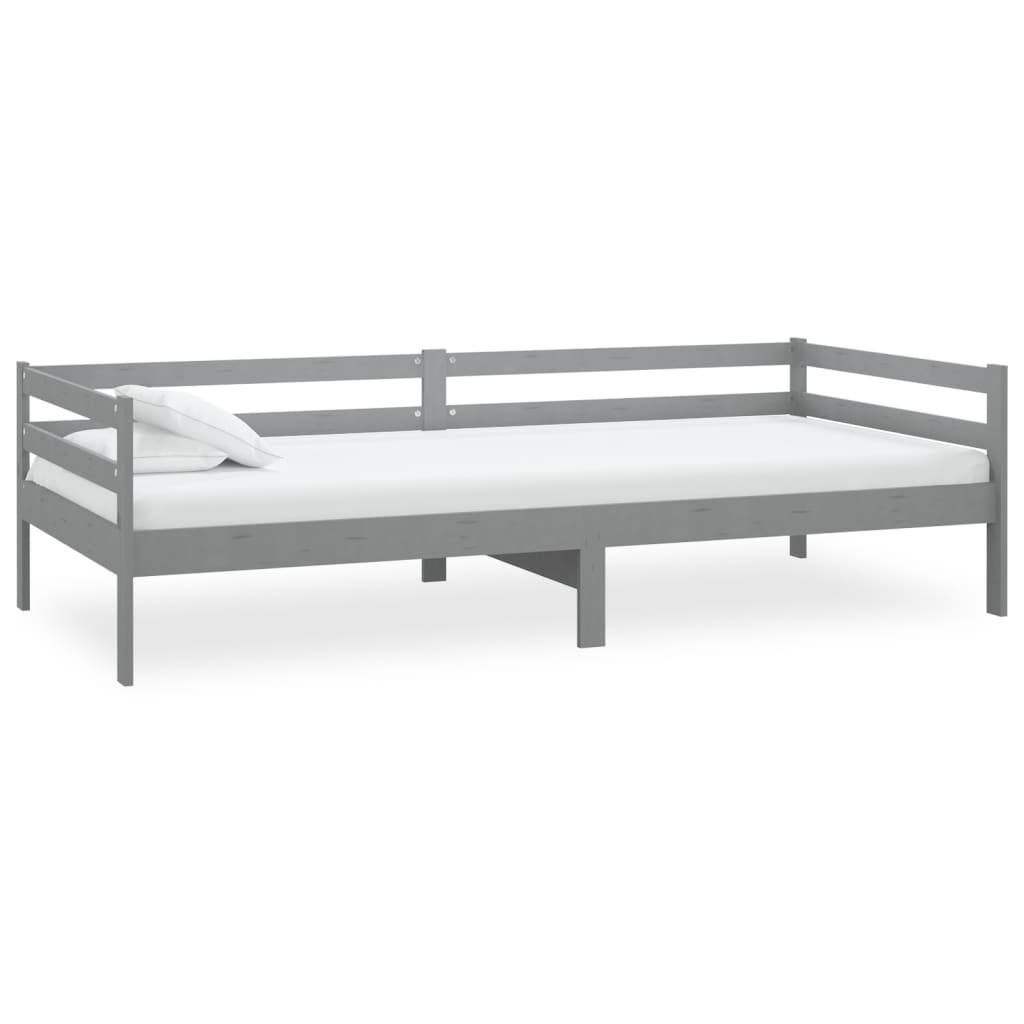 Lit de repos avec matelas 90x200 cm Gris Bois de pin massif - XIOS
