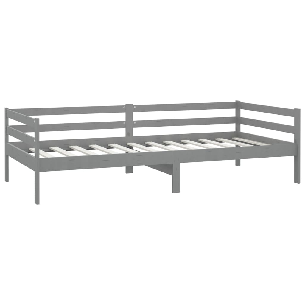 Lit de repos avec matelas 90x200 cm Gris Bois de pin massif - XIOS