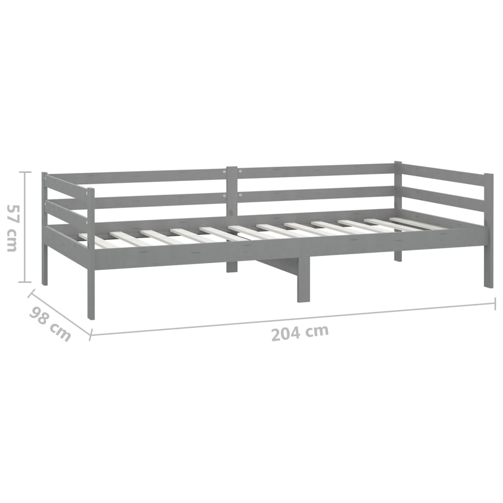Lit de repos avec matelas 90x200 cm Gris Bois de pin massif - XIOS