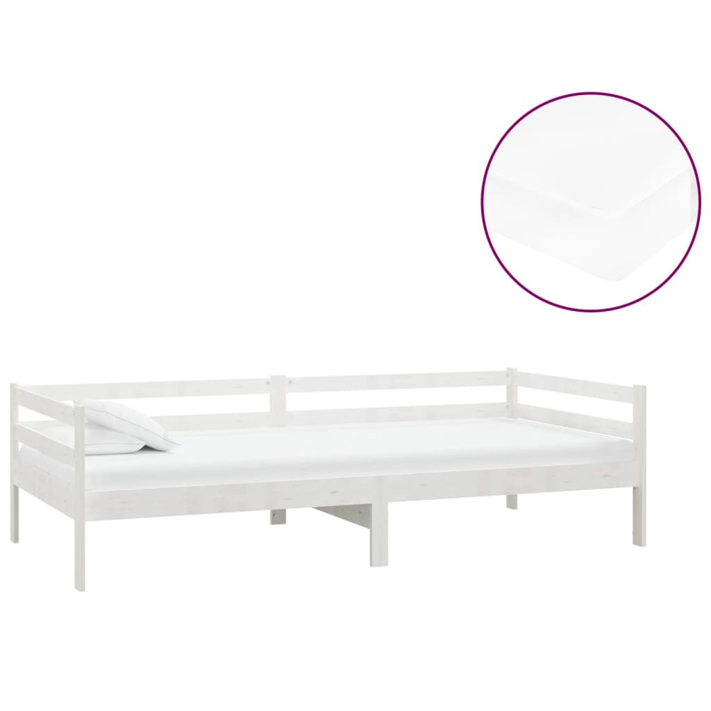 Lit de repos avec matelas 90x200 cm Blanc Bois de pin massif - XIOS