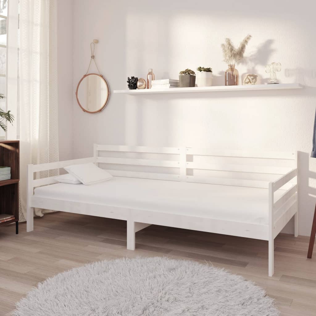 Lit de repos avec matelas 90x200 cm Blanc Bois de pin massif - XIOS