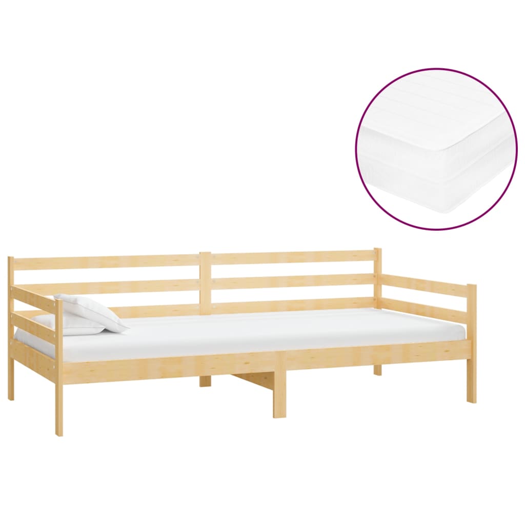 Lit de repos avec matelas 90x200 cm Bois de pin massif - XIOS
