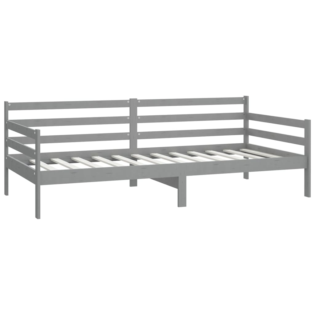 Lit de repos avec matelas 90x200 cm Gris Bois de pin massif - XIOS