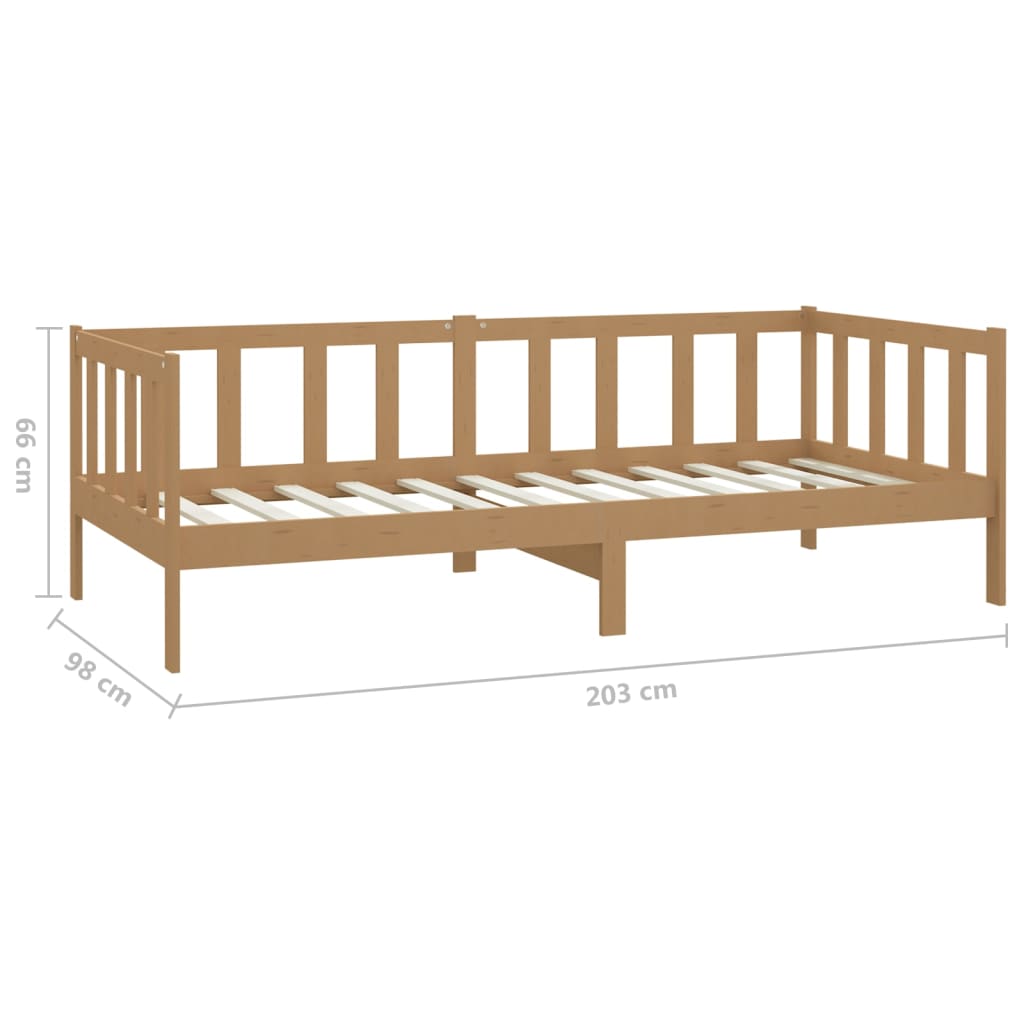 Lit de repos et matelas 90x200cm Marron miel Bois de pin massif - XIOS