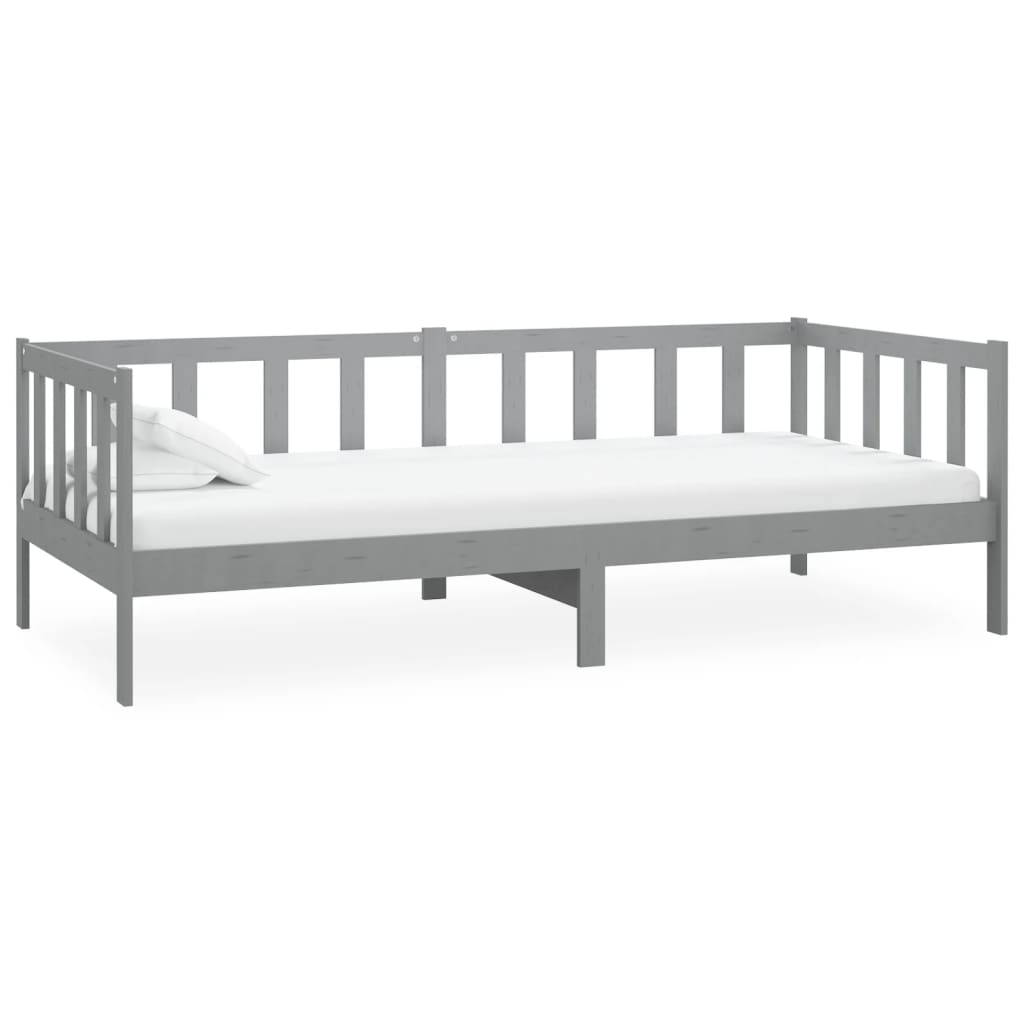 Lit de repos avec matelas 90x200 cm Gris Bois de pin massif - XIOS