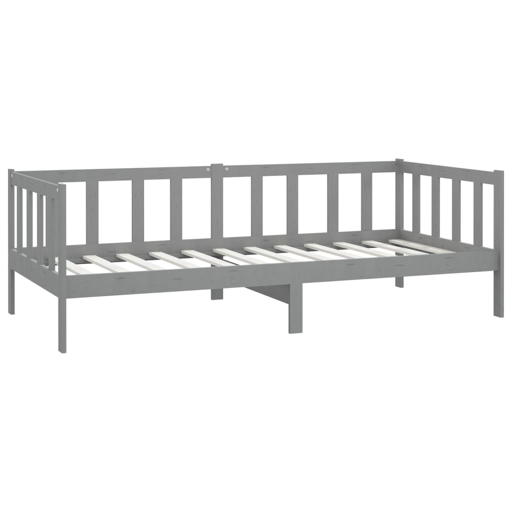Lit de repos avec matelas 90x200 cm Gris Bois de pin massif - XIOS