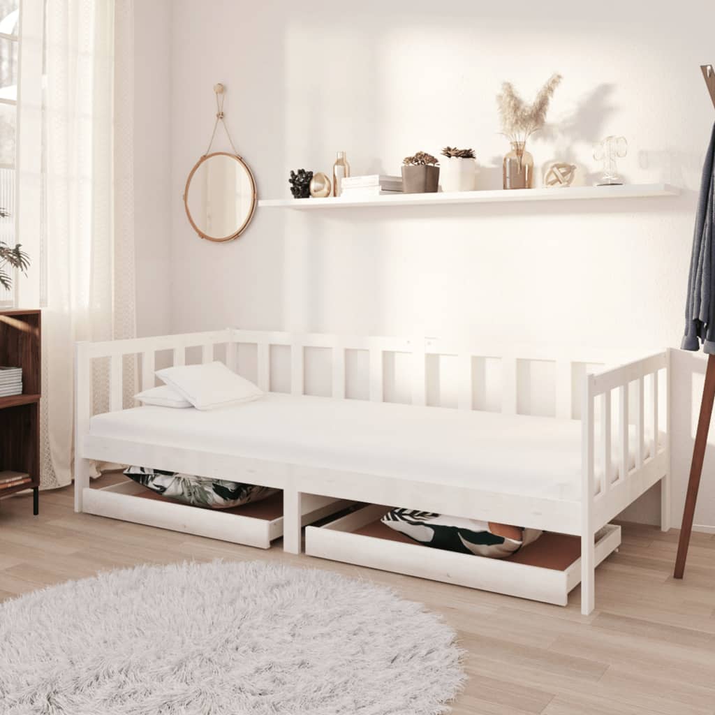 Lit de jour sans matelas avec tiroirs 90x200 cm blanc - XIOS