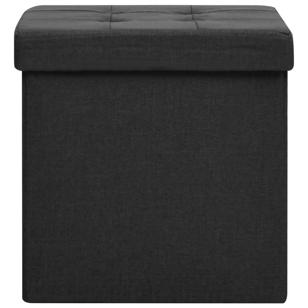 Tabouret de rangement pliable Noir Faux lin - XIOS