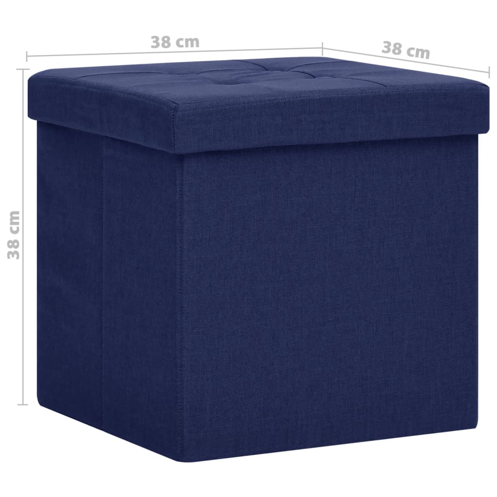 Tabouret de rangement pliable Bleu Faux lin - XIOS