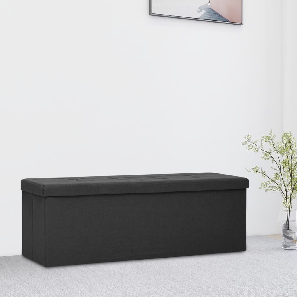 Banc de rangement pliable Noir Faux lin - XIOS