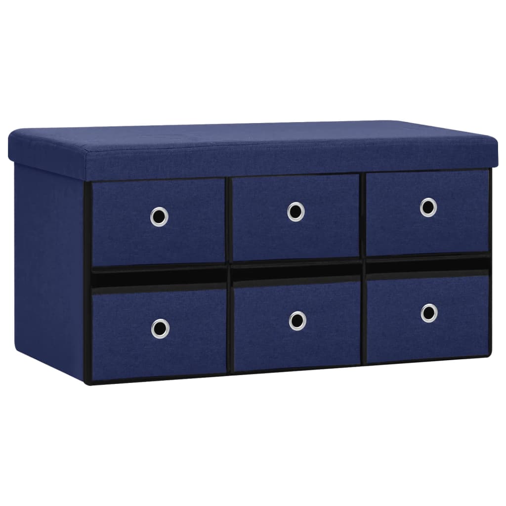 Banc de rangement pliable Bleu 76x38x38 cm Faux lin - XIOS