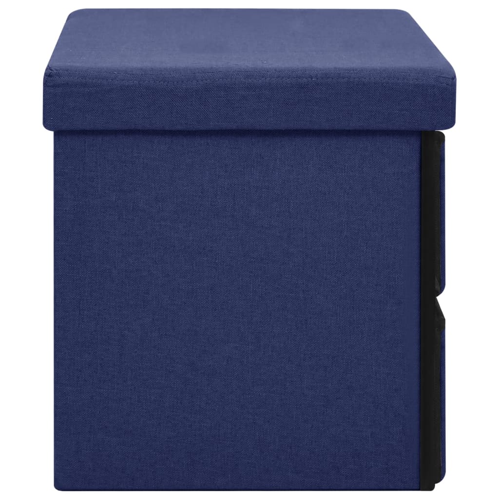 Banc de rangement pliable Bleu 76x38x38 cm Faux lin - XIOS
