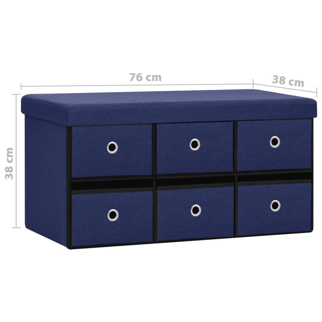 Banc de rangement pliable Bleu 76x38x38 cm Faux lin - XIOS