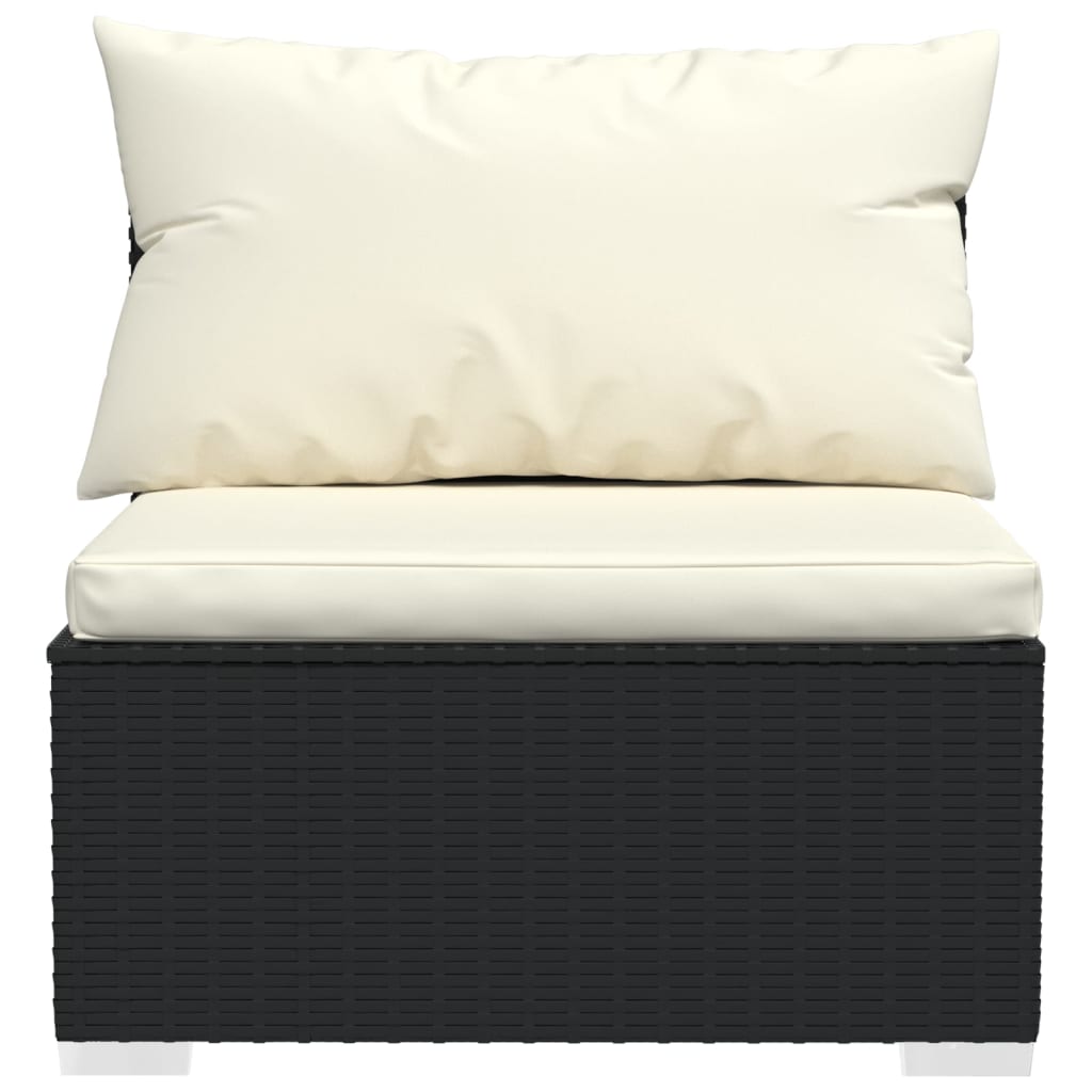Salon de jardin 4 pcs avec coussins Noir Résine tressée