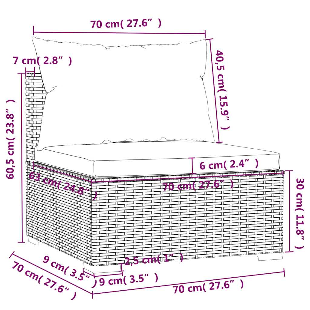 Salon de jardin 4 pcs avec coussins Gris Résine tressée
