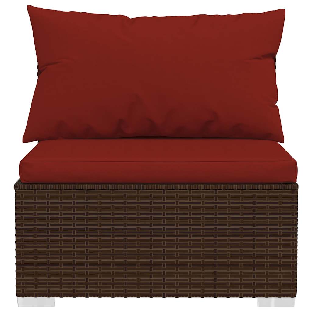 Salon de jardin 4 pcs avec coussins Marron Résine tressée