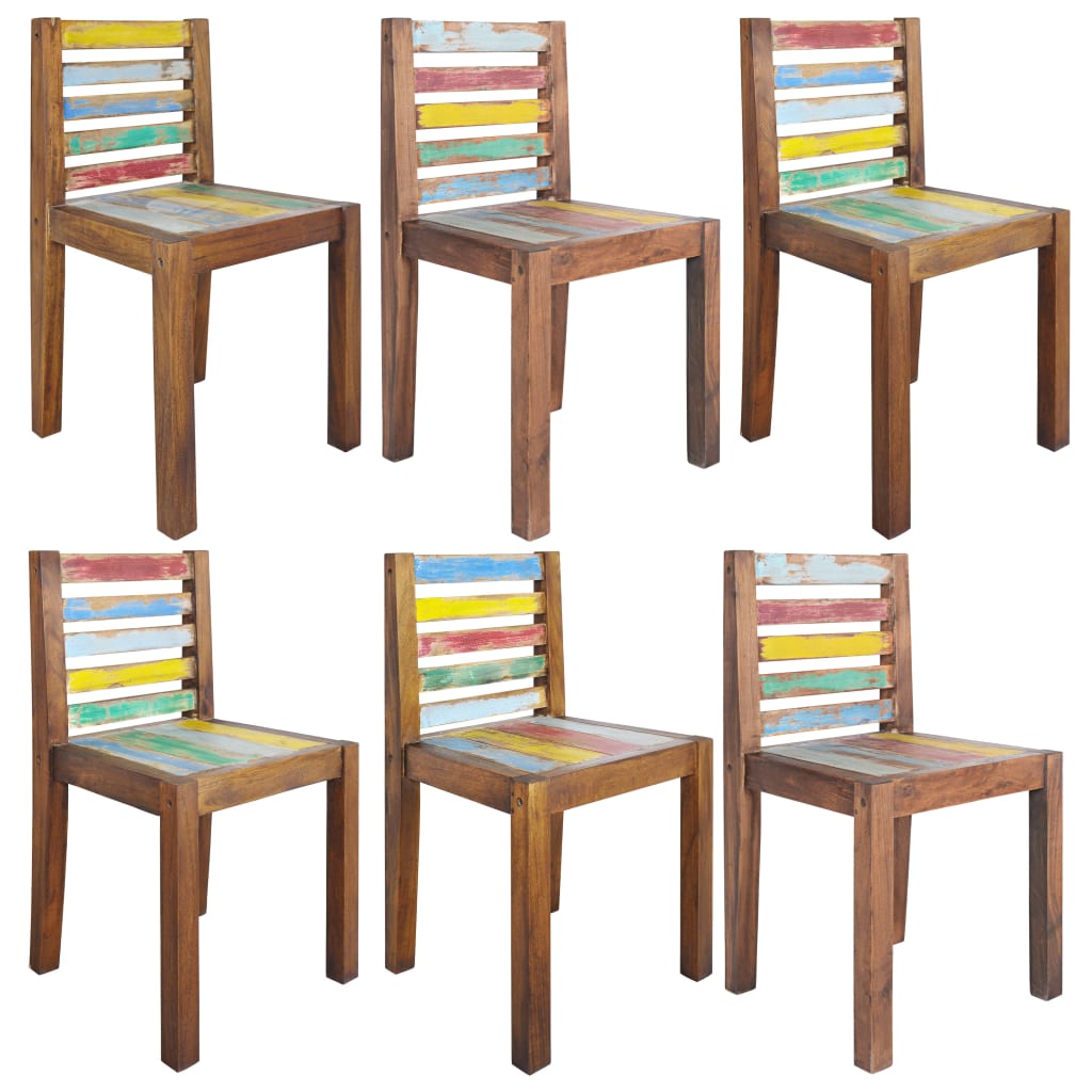 Chaises à manger lot de 6 bois de récupération solide - XIOS