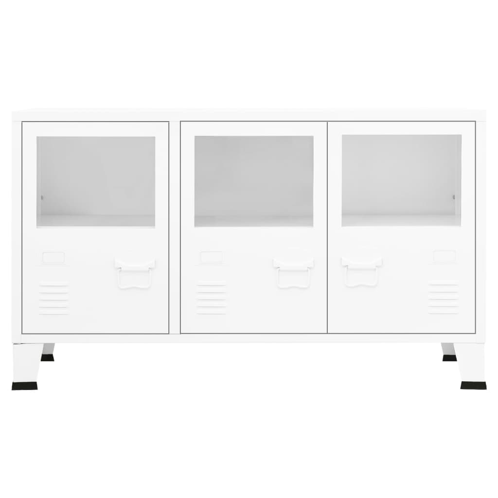 Buffet industriel Blanc 105x35x62 cm Métal et verre - XIOS