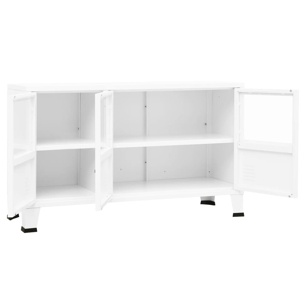 Buffet industriel Blanc 105x35x62 cm Métal et verre - XIOS