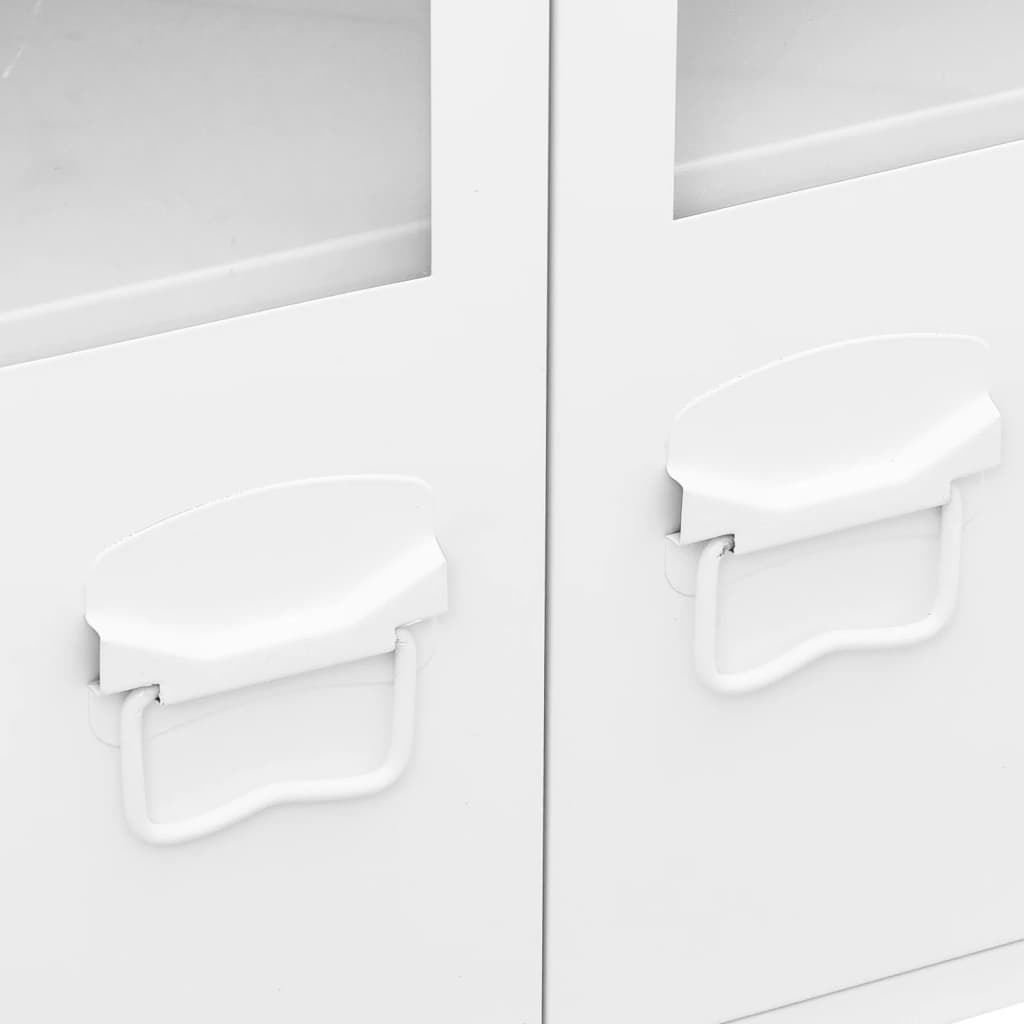 Buffet industriel Blanc 105x35x62 cm Métal et verre - XIOS