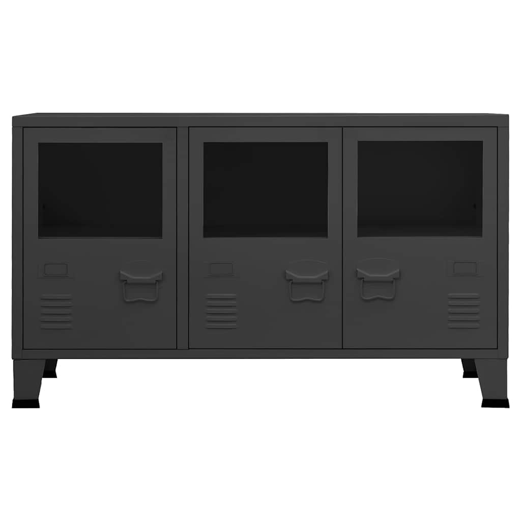 Buffet industriel Anthracite 105x35x62 cm Métal et verre