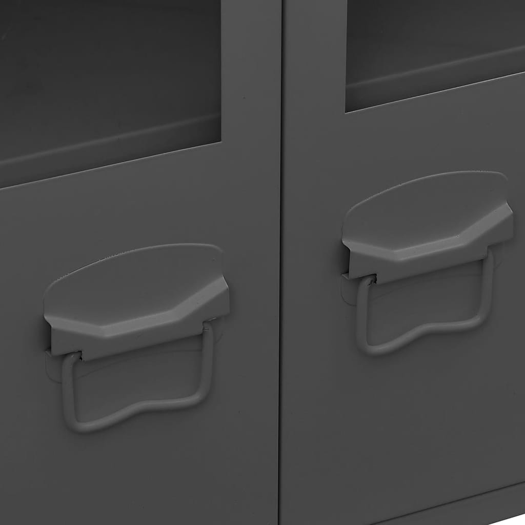 Buffet industriel Anthracite 105x35x62 cm Métal et verre