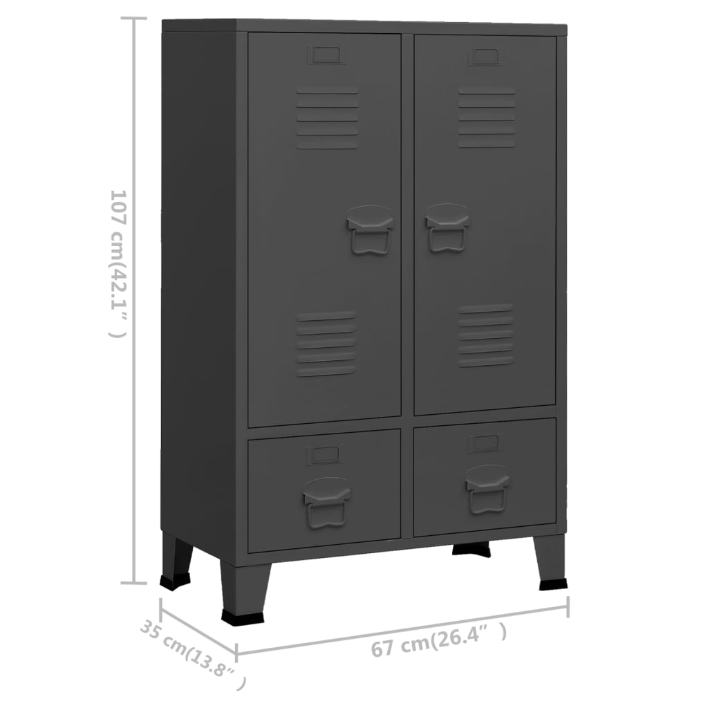 Garde-robe industrielle Anthracite 67x35x107 cm Acier - XIOS