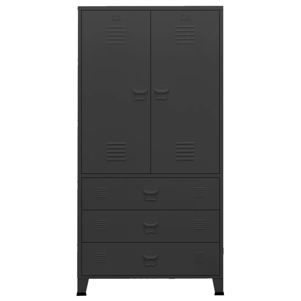 Garde-robe industrielle Noir 90x50x180 cm Métal - XIOS