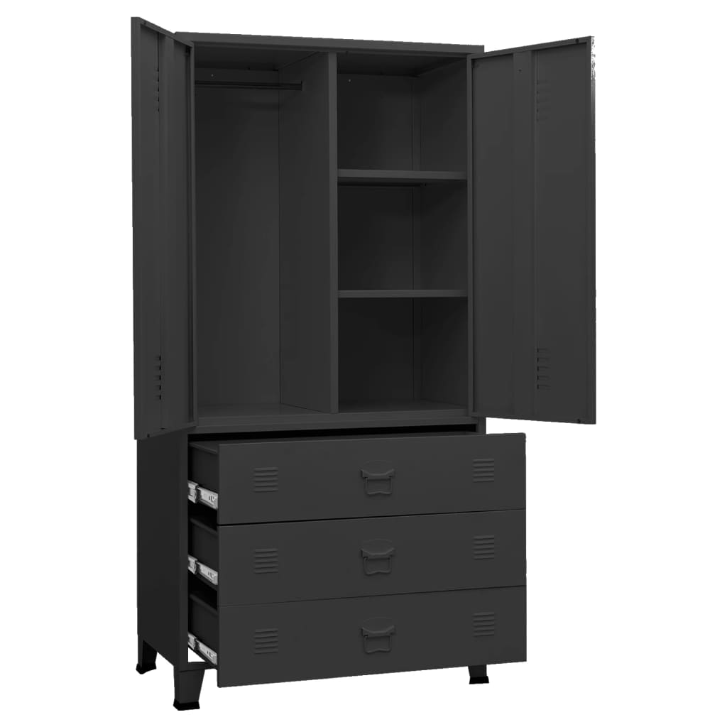 Garde-robe industrielle Noir 90x50x180 cm Métal - XIOS