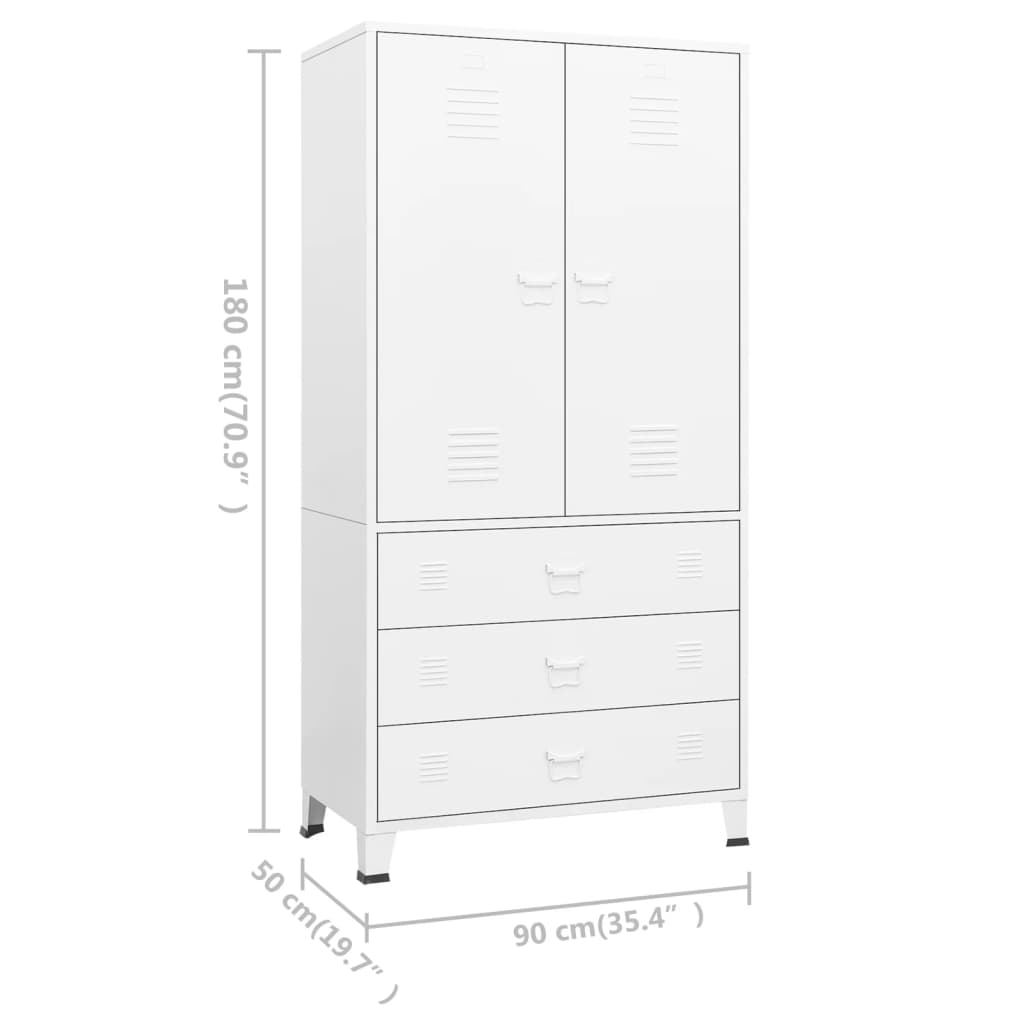 Garde-robe Blanc 90x50x180 cm Métal Armoires vidaXL