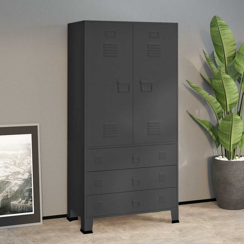 Garde-robe industrielle Anthracite 90x50x180 cm Métal - XIOS