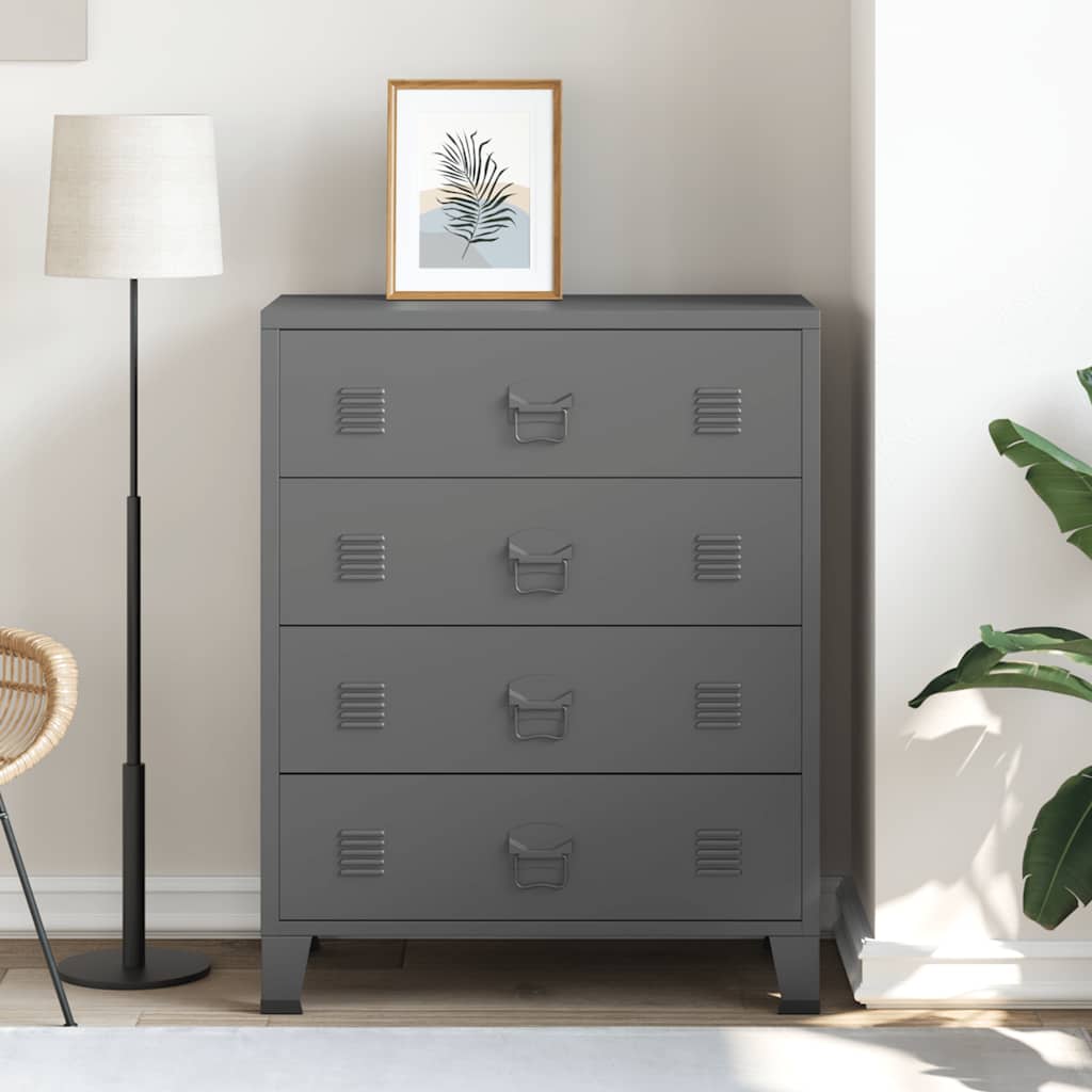 Armoire à tiroirs industrielle Anthracite 78x40x93 cm Métal - XIOS