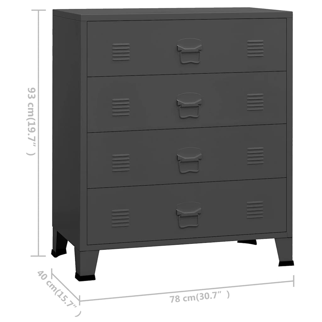 Armoire à tiroirs industrielle Anthracite 78x40x93 cm Métal - XIOS