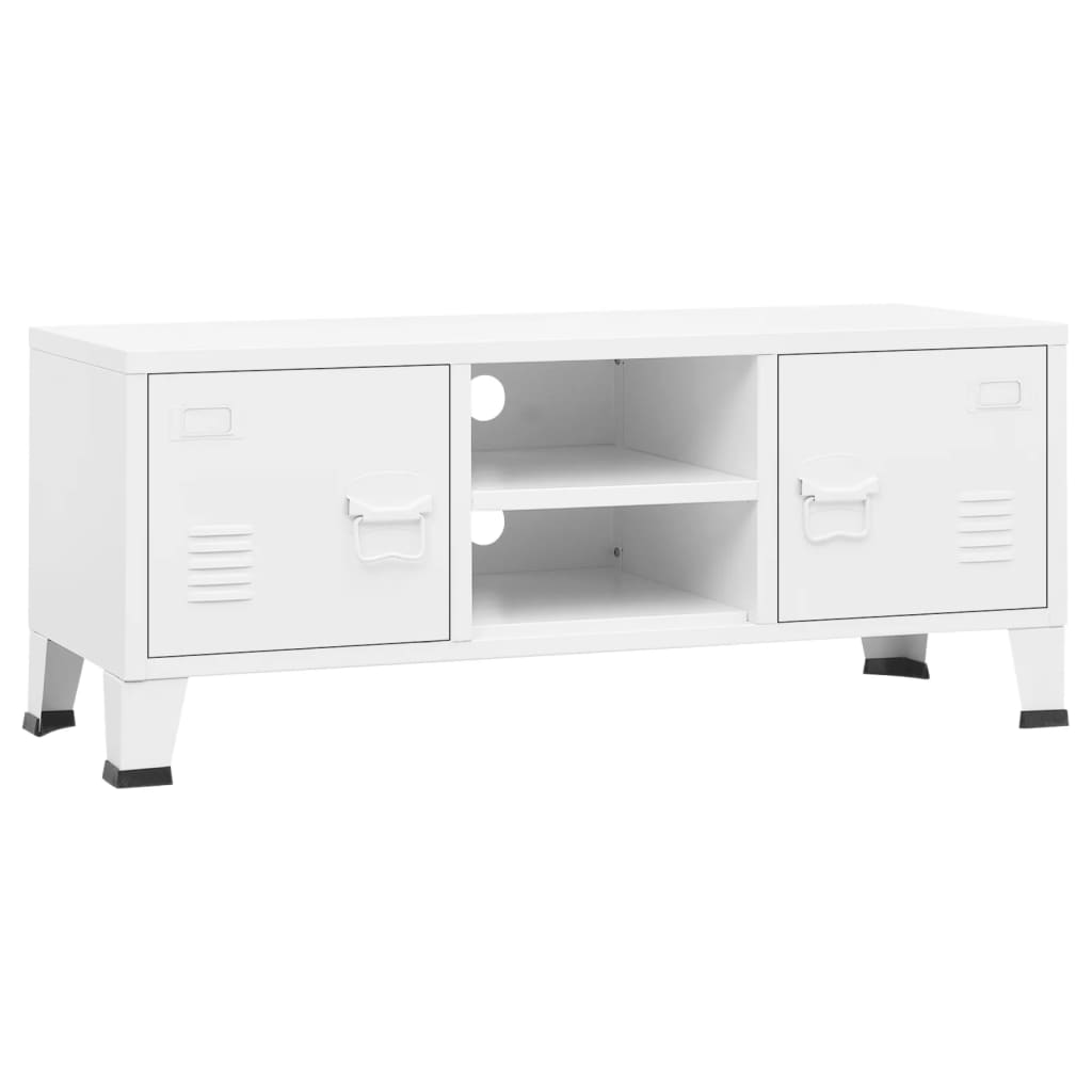 Meuble TV industriel Blanc 105x35x42 cm Métal - XIOS
