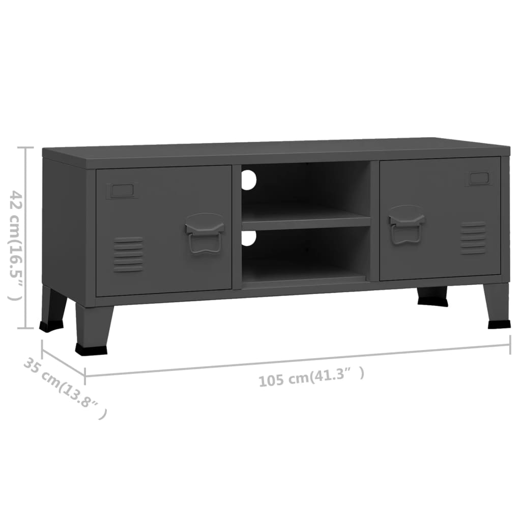 Meuble TV industriel Anthracite 105x35x42 cm Métal - XIOS