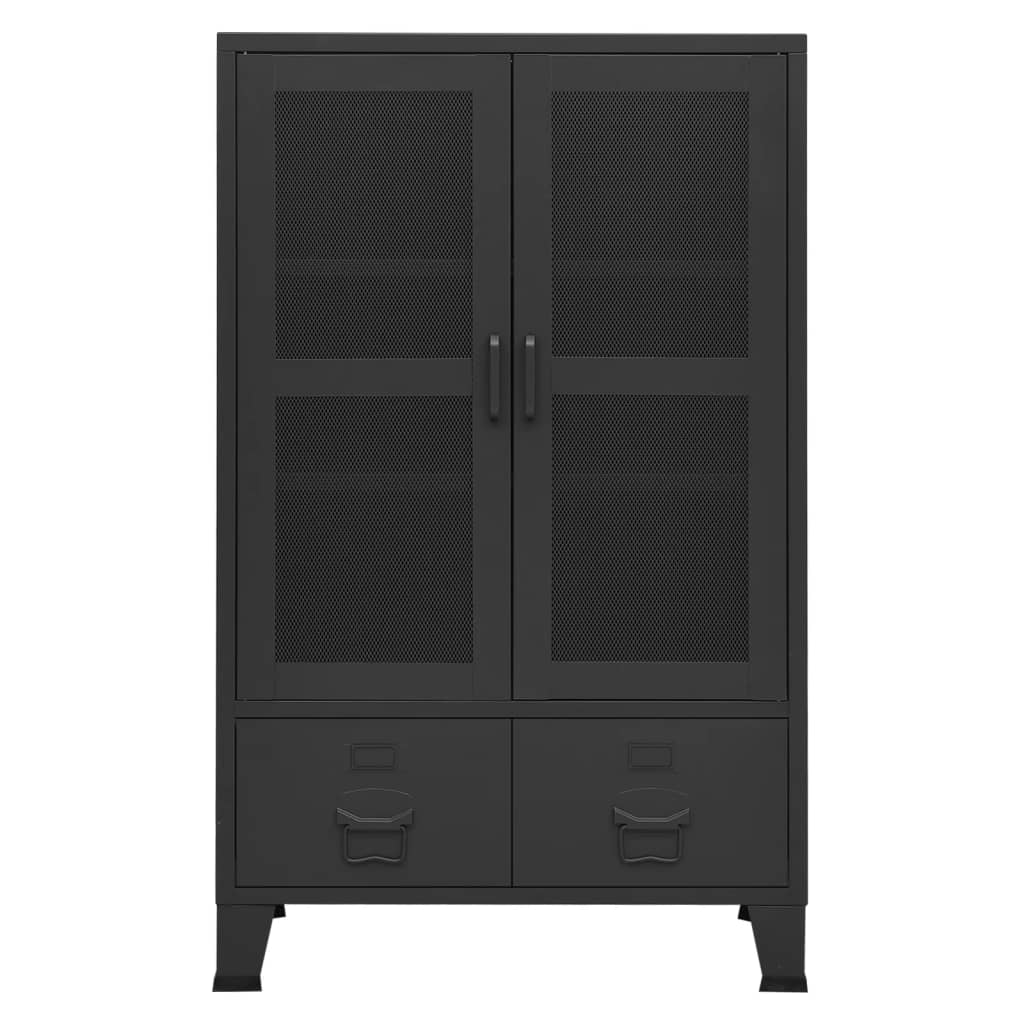 Coffre de rangement industriel Noir 70x40x115 cm Métal - XIOS