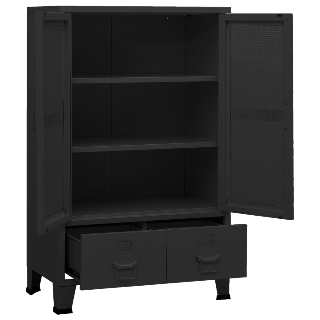 Coffre de rangement industriel Noir 70x40x115 cm Métal - XIOS