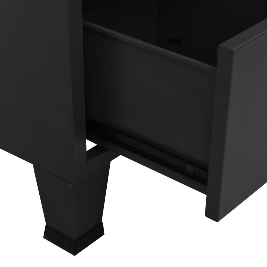 Coffre de rangement industriel Noir 70x40x115 cm Métal - XIOS