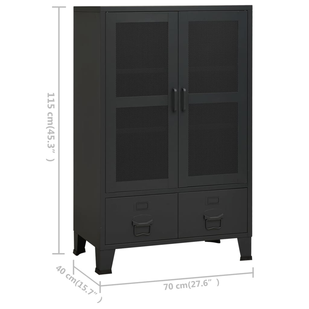Coffre de rangement industriel Noir 70x40x115 cm Métal - XIOS